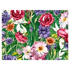 Vintage Tropical Flowers One Side Premium Plush Fleece Blanket (extra Small)