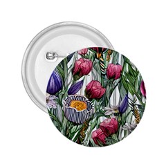 Watercolor Tropical Flowers 2.25  Buttons