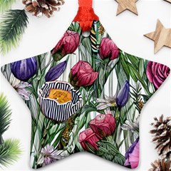 Watercolor Tropical Flowers Ornament (Star)