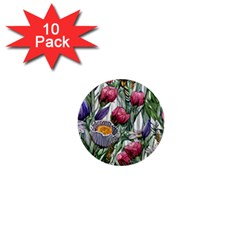 Watercolor Tropical Flowers 1  Mini Buttons (10 pack) 