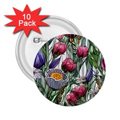 Watercolor Tropical Flowers 2.25  Buttons (10 pack) 