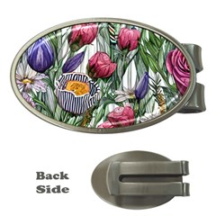 Watercolor Tropical Flowers Money Clips (Oval) 