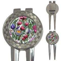 Watercolor Tropical Flowers 3-in-1 Golf Divots