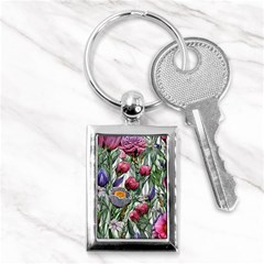 Watercolor Tropical Flowers Key Chain (Rectangle)