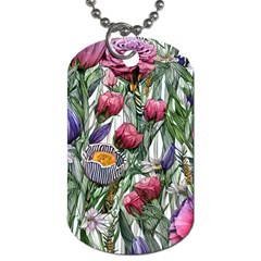 Watercolor Tropical Flowers Dog Tag (One Side)