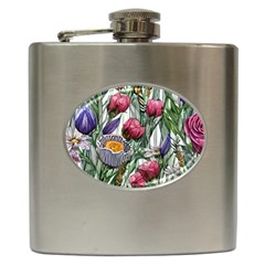 Watercolor Tropical Flowers Hip Flask (6 oz)