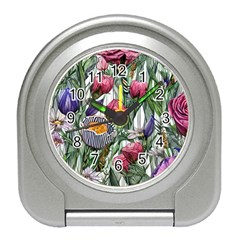 Watercolor Tropical Flowers Travel Alarm Clock