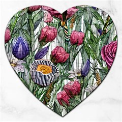 Watercolor Tropical Flowers Jigsaw Puzzle (heart) by GardenOfOphir