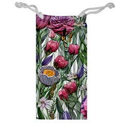 Watercolor Tropical Flowers Jewelry Bag