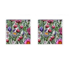 Watercolor Tropical Flowers Cufflinks (Square)