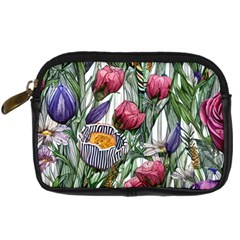 Watercolor Tropical Flowers Digital Camera Leather Case