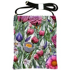 Watercolor Tropical Flowers Shoulder Sling Bag