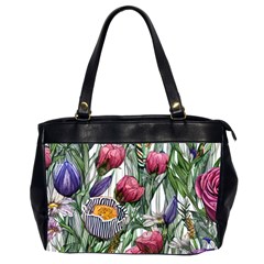 Watercolor Tropical Flowers Oversize Office Handbag (2 Sides)