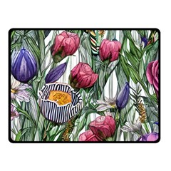 Watercolor Tropical Flowers One Side Fleece Blanket (Small)