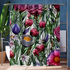 Watercolor Tropical Flowers Shower Curtain 60  x 72  (Medium) 