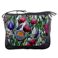 Watercolor Tropical Flowers Messenger Bag