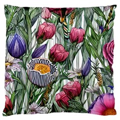 Watercolor Tropical Flowers Large Cushion Case (One Side)