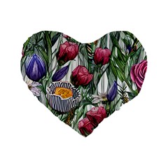 Watercolor Tropical Flowers Standard 16  Premium Heart Shape Cushions