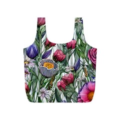 Watercolor Tropical Flowers Full Print Recycle Bag (S)