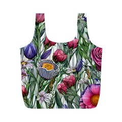 Watercolor Tropical Flowers Full Print Recycle Bag (m) by GardenOfOphir