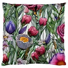 Watercolor Tropical Flowers Standard Premium Plush Fleece Cushion Case (One Side)