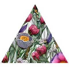 Watercolor Tropical Flowers Wooden Puzzle Triangle