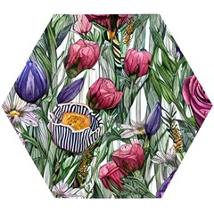 Watercolor Tropical Flowers Wooden Puzzle Hexagon