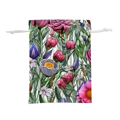 Watercolor Tropical Flowers Lightweight Drawstring Pouch (L)