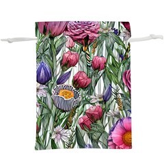 Watercolor Tropical Flowers Lightweight Drawstring Pouch (XL)