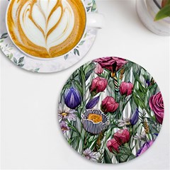 Watercolor Tropical Flowers UV Print Round Tile Coaster