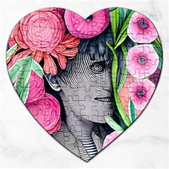 Aesthetics Tropical Flowers Jigsaw Puzzle (heart) by GardenOfOphir