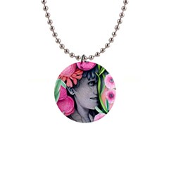 Aesthetics Tropical Flowers 1  Button Necklace by GardenOfOphir