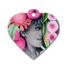 Aesthetics Tropical Flowers Dog Tag Heart (two Sides) by GardenOfOphir