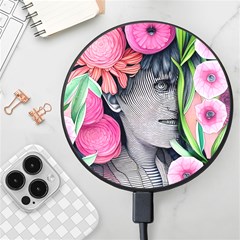 Aesthetics Tropical Flowers Wireless Fast Charger(black)