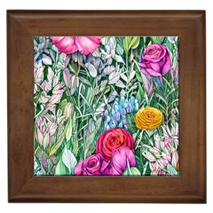 Cottagecore Tropical Flowers Framed Tile