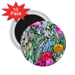 Cottagecore Tropical Flowers 2 25  Magnets (10 Pack)  by GardenOfOphir