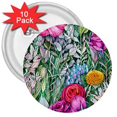 Cottagecore Tropical Flowers 3  Buttons (10 Pack)  by GardenOfOphir