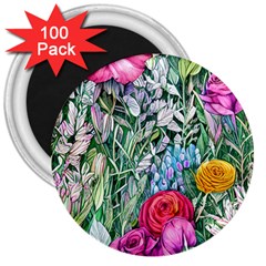 Cottagecore Tropical Flowers 3  Magnets (100 Pack) by GardenOfOphir