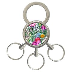 Cottagecore Tropical Flowers 3-ring Key Chain by GardenOfOphir