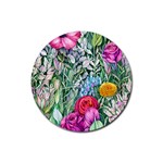 Cottagecore Tropical Flowers Rubber Coaster (Round) Front