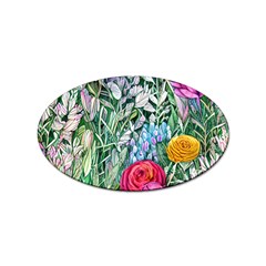 Cottagecore Tropical Flowers Sticker (oval) by GardenOfOphir