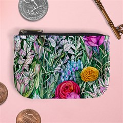 Cottagecore Tropical Flowers Mini Coin Purse by GardenOfOphir