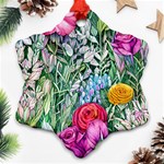 Cottagecore Tropical Flowers Snowflake Ornament (Two Sides) Front