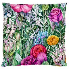 Cottagecore Tropical Flowers Large Cushion Case (two Sides) by GardenOfOphir