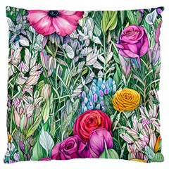 Cottagecore Tropical Flowers Standard Premium Plush Fleece Cushion Case (two Sides) by GardenOfOphir