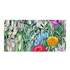 Cottagecore Tropical Flowers Satin Wrap 35  X 70  by GardenOfOphir