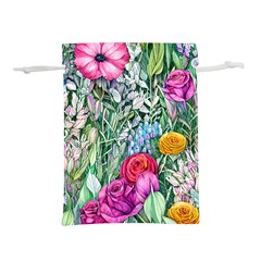 Cottagecore Tropical Flowers Lightweight Drawstring Pouch (l) by GardenOfOphir