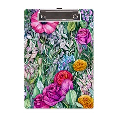 Cottagecore Tropical Flowers A5 Acrylic Clipboard by GardenOfOphir