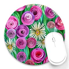 Tropical Flowers Pattern Round Mousepad by GardenOfOphir