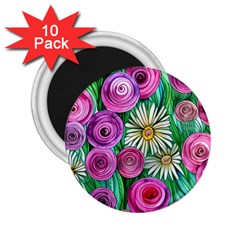 Tropical Flowers Pattern 2 25  Magnets (10 Pack)  by GardenOfOphir